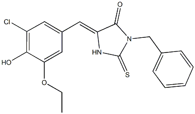 3-benzyl-5-(3-chloro-5-ethoxy-4-hydroxybenzylidene)-2-thioxo-4-imidazolidinone Struktur