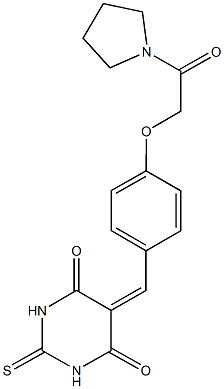 5-{4-[2-oxo-2-(1-pyrrolidinyl)ethoxy]benzylidene}-2-thioxodihydro-4,6(1H,5H)-pyrimidinedione Struktur