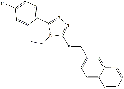 3-(4-chlorophenyl)-4-ethyl-5-[(2-naphthylmethyl)sulfanyl]-4H-1,2,4-triazole Struktur