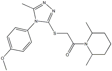 4-(3-{[2-(2,6-dimethyl-1-piperidinyl)-2-oxoethyl]sulfanyl}-5-methyl-4H-1,2,4-triazol-4-yl)phenyl methyl ether Struktur