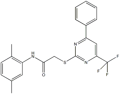 N-(2,5-dimethylphenyl)-2-{[4-phenyl-6-(trifluoromethyl)-2-pyrimidinyl]sulfanyl}acetamide Struktur