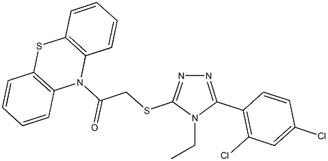 10-({[5-(2,4-dichlorophenyl)-4-ethyl-4H-1,2,4-triazol-3-yl]sulfanyl}acetyl)-10H-phenothiazine Struktur