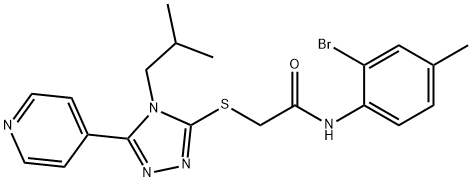 N-(2-bromo-4-methylphenyl)-2-{[4-isobutyl-5-(4-pyridinyl)-4H-1,2,4-triazol-3-yl]sulfanyl}acetamide Struktur