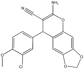 6-amino-8-(3-chloro-4-methoxyphenyl)-8H-[1,3]dioxolo[4,5-g]chromene-7-carbonitrile Struktur