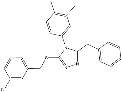 5-benzyl-4-(3,4-dimethylphenyl)-4H-1,2,4-triazol-3-yl 3-chlorobenzyl sulfide Struktur