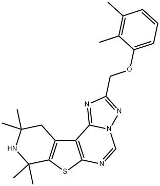 2,3-dimethylphenyl (8,8,10,10-tetramethyl-8,9,10,11-tetrahydropyrido[4',3':4,5]thieno[3,2-e][1,2,4]triazolo[1,5-c]pyrimidin-2-yl)methyl ether Struktur