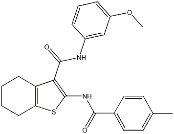 N-(3-methoxyphenyl)-2-[(4-methylbenzoyl)amino]-4,5,6,7-tetrahydro-1-benzothiophene-3-carboxamide Struktur