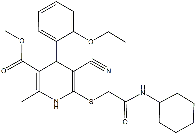 methyl 5-cyano-6-{[2-(cyclohexylamino)-2-oxoethyl]sulfanyl}-4-(2-ethoxyphenyl)-2-methyl-1,4-dihydro-3-pyridinecarboxylate Struktur