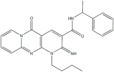 1-butyl-2-imino-5-oxo-N-(1-phenylethyl)-1,5-dihydro-2H-dipyrido[1,2-a:2,3-d]pyrimidine-3-carboxamide Struktur