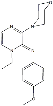 N-(1-ethyl-3-(4-morpholinyl)-2(1H)-pyrazinylidene)-N-(4-methoxyphenyl)amine Struktur