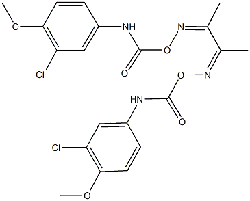 N~1~,N~8~-bis(3-chloro-4-methoxyphenyl)-4,5-dimethyl-2,7-dioxa-3,6-diazaocta-3,5-diene-1,8-diamide Struktur