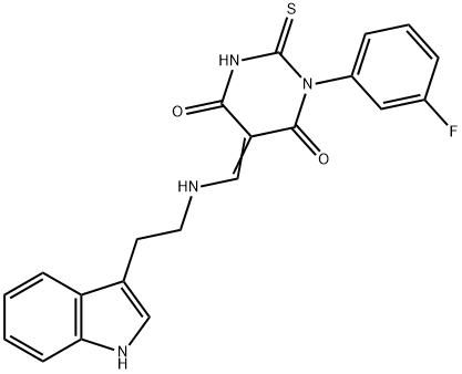 1-(3-fluorophenyl)-5-({[2-(1H-indol-3-yl)ethyl]amino}methylene)-2-thioxodihydro-4,6(1H,5H)-pyrimidinedione Struktur