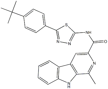 N-[5-(4-tert-butylphenyl)-1,3,4-thiadiazol-2-yl]-1-methyl-9H-beta-carboline-3-carboxamide Struktur