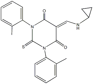 5-[(cyclopropylamino)methylene]-1,3-bis(2-methylphenyl)-2-thioxodihydro-4,6(1H,5H)-pyrimidinedione Struktur