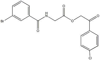 2-(4-chlorophenyl)-2-oxoethyl [(3-bromobenzoyl)amino]acetate Struktur