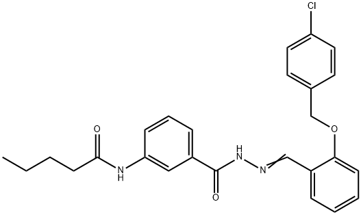 N-{3-[(2-{2-[(4-chlorobenzyl)oxy]benzylidene}hydrazino)carbonyl]phenyl}pentanamide Struktur