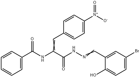 N-(1-{[2-(5-bromo-2-hydroxybenzylidene)hydrazino]carbonyl}-2-{4-nitrophenyl}vinyl)benzamide Struktur