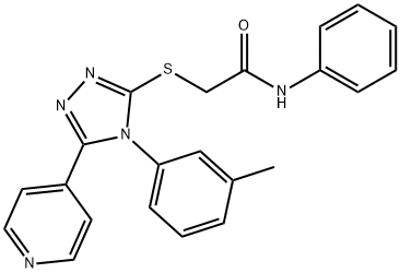 2-{[4-(3-methylphenyl)-5-(4-pyridinyl)-4H-1,2,4-triazol-3-yl]sulfanyl}-N-phenylacetamide Struktur