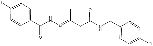 N-(4-chlorobenzyl)-3-[(4-iodobenzoyl)hydrazono]butanamide Struktur