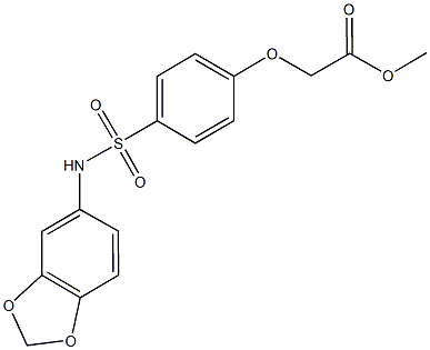 methyl {4-[(1,3-benzodioxol-5-ylamino)sulfonyl]phenoxy}acetate Struktur