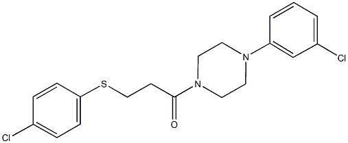 4-chlorophenyl 3-[4-(3-chlorophenyl)-1-piperazinyl]-3-oxopropyl sulfide Struktur