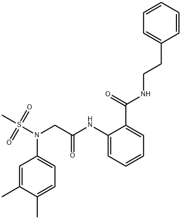 2-({[3,4-dimethyl(methylsulfonyl)anilino]acetyl}amino)-N-(2-phenylethyl)benzamide Struktur