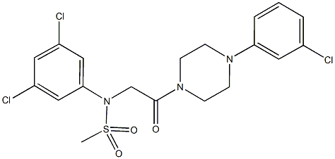 N-{2-[4-(3-chlorophenyl)-1-piperazinyl]-2-oxoethyl}-N-(3,5-dichlorophenyl)methanesulfonamide Struktur