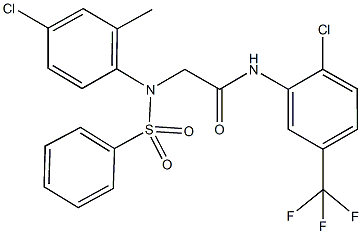 2-[4-chloro-2-methyl(phenylsulfonyl)anilino]-N-[2-chloro-5-(trifluoromethyl)phenyl]acetamide Struktur