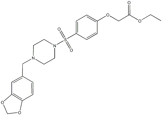 ethyl (4-{[4-(1,3-benzodioxol-5-ylmethyl)-1-piperazinyl]sulfonyl}phenoxy)acetate Struktur