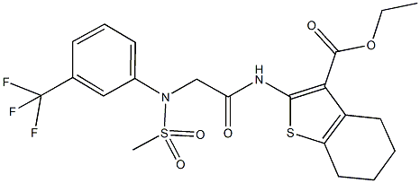 ethyl 2-({[(methylsulfonyl)-3-(trifluoromethyl)anilino]acetyl}amino)-4,5,6,7-tetrahydro-1-benzothiophene-3-carboxylate Struktur