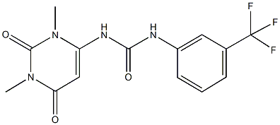 N-(1,3-dimethyl-2,6-dioxo-1,2,3,6-tetrahydro-4-pyrimidinyl)-N'-[3-(trifluoromethyl)phenyl]urea Struktur