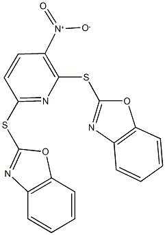 2-({6-(1,3-benzoxazol-2-ylsulfanyl)-3-nitro-2-pyridinyl}sulfanyl)-1,3-benzoxazole Struktur