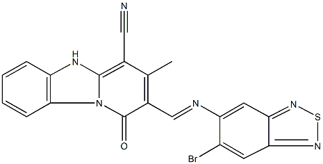 2-{[(6-bromo-2,1,3-benzothiadiazol-5-yl)imino]methyl}-3-methyl-1-oxo-1,5-dihydropyrido[1,2-a]benzimidazole-4-carbonitrile Struktur