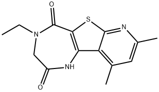 4-ethyl-8,10-dimethyl-3,4-dihydro-1H-pyrido[3',2':4,5]thieno[3,2-e][1,4]diazepine-2,5-dione Struktur