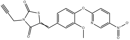 5-[4-({5-nitro-2-pyridinyl}oxy)-3-methoxybenzylidene]-3-(2-propynyl)-1,3-thiazolidine-2,4-dione Struktur