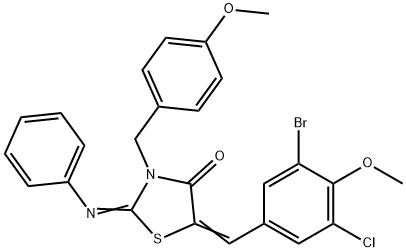 5-(3-bromo-5-chloro-4-methoxybenzylidene)-3-(4-methoxybenzyl)-2-(phenylimino)-1,3-thiazolidin-4-one Struktur