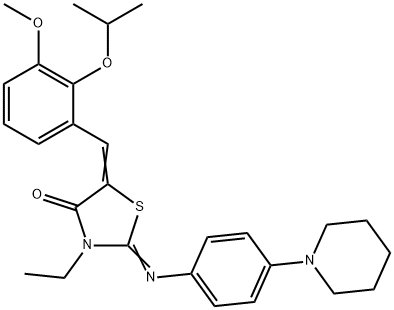 3-ethyl-5-(2-isopropoxy-3-methoxybenzylidene)-2-[(4-piperidin-1-ylphenyl)imino]-1,3-thiazolidin-4-one Struktur