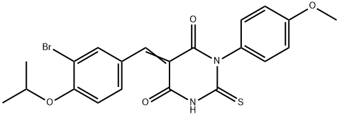 5-(3-bromo-4-isopropoxybenzylidene)-1-(4-methoxyphenyl)-2-thioxodihydropyrimidine-4,6(1H,5H)-dione Struktur