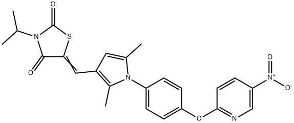 5-({1-[4-({5-nitro-2-pyridinyl}oxy)phenyl]-2,5-dimethyl-1H-pyrrol-3-yl}methylene)-3-isopropyl-1,3-thiazolidine-2,4-dione Struktur