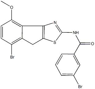 3-bromo-N-(7-bromo-4-methoxy-8H-indeno[1,2-d][1,3]thiazol-2-yl)benzamide Struktur