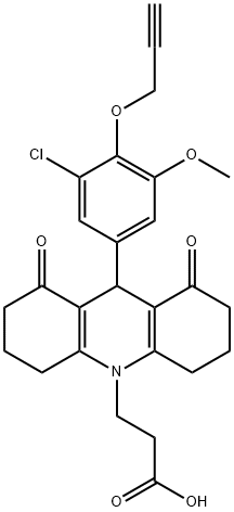 3-(9-[3-chloro-5-methoxy-4-(2-propynyloxy)phenyl]-1,8-dioxo-2,3,4,5,6,7,8,9-octahydro-10(1H)-acridinyl)propanoic acid Struktur