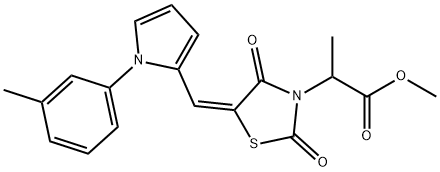 methyl 2-(5-{[1-(3-methylphenyl)-1H-pyrrol-2-yl]methylene}-2,4-dioxo-1,3-thiazolidin-3-yl)propanoate Struktur