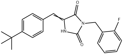 5-(4-tert-butylbenzylidene)-3-(2-fluorobenzyl)-2,4-imidazolidinedione Struktur