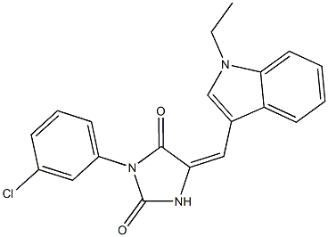 3-(3-chlorophenyl)-5-[(1-ethyl-1H-indol-3-yl)methylene]-2,4-imidazolidinedione Struktur