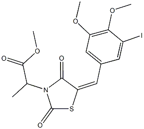 methyl 2-[5-(3-iodo-4,5-dimethoxybenzylidene)-2,4-dioxo-1,3-thiazolidin-3-yl]propanoate Struktur