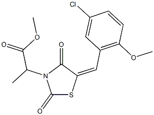 methyl 2-[5-(5-chloro-2-methoxybenzylidene)-2,4-dioxo-1,3-thiazolidin-3-yl]propanoate Struktur