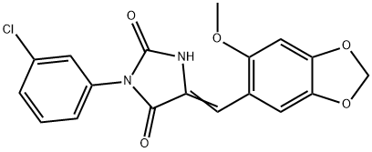 3-(3-chlorophenyl)-5-[(6-methoxy-1,3-benzodioxol-5-yl)methylene]-2,4-imidazolidinedione Struktur