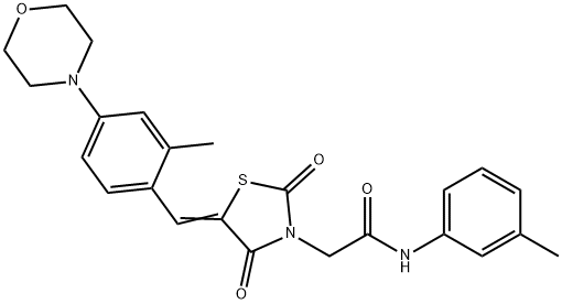 2-{5-[2-methyl-4-(4-morpholinyl)benzylidene]-2,4-dioxo-1,3-thiazolidin-3-yl}-N-(3-methylphenyl)acetamide Struktur