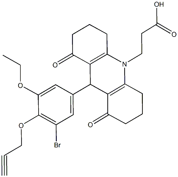 3-(9-[3-bromo-5-ethoxy-4-(2-propynyloxy)phenyl]-1,8-dioxo-2,3,4,5,6,7,8,9-octahydro-10(1H)-acridinyl)propanoic acid Struktur