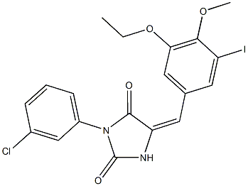 3-(3-chlorophenyl)-5-(3-ethoxy-5-iodo-4-methoxybenzylidene)-2,4-imidazolidinedione Struktur